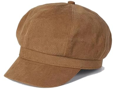 Schirmmütze Damen 8 Panels Ballonmütze Vintage Style Newsboy Barett Cap Bakerboy Schiebermütze (Braun)
