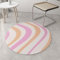 Teppich Pink Orange Stripe Outdoor Teppich Soft Teppich Rund Non-Slip Badezimmerteppich Waschbar Teppich Wohnzimmer Schlafzimmer Children's Room Teppiche Runder Teppich 120cm