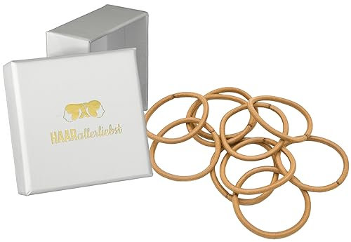 Haarallerliebst Haargummi Damen Beige für goldblondes Haar (20 Stück | 4,5mm dick) - Dicke Haargummis nahtlos für Zopf & Dutt - Haargummis Damen | Zopfgummi | Hair Ties