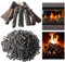 Sasylvia 10 Pcs Ceramic Logs for Gas Fireplace and 10 Lbs 0.8-1.6'' Lava Rocks for Fire Pit Winter Outdoor Indoor Faux Wood Logs Volcanic Rock Fireplace Propane Gas Insert Decorative Landscaping