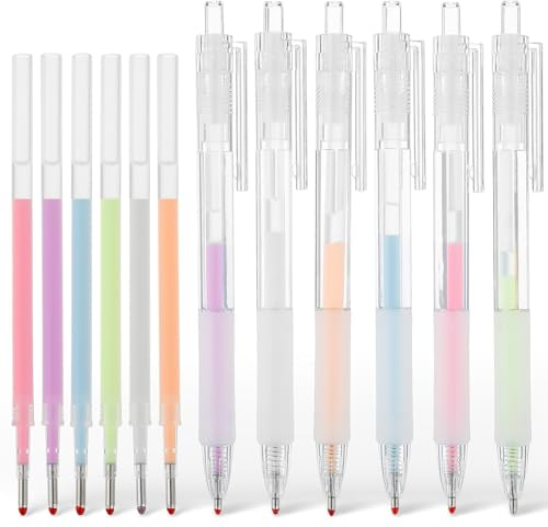 Amabro Lot de 6 stylos à bille rétractables à colle multicolores à séchage rapide pour la fabrication de cartes, le scrapbooking, les livres de coloriage, le gribouillage, le dessin