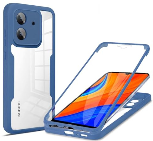 betterfon 360 Grad Hülle Kompatibel mit Xiaomi Redmi 13C / C65 | Handyhülle mit eingebautem Displayschutz für Redmi 13C / C65 | Blau