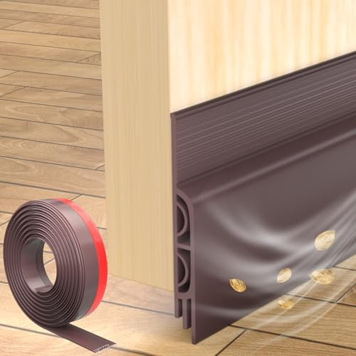 Conwang 39 inch Brown Draft Excluder for Doors Self Adhesive,Draught Excluder for Bottom of Door,Door Draft Excluder Sealing Strip for Front Door,Under Door Draft Stopper Seal