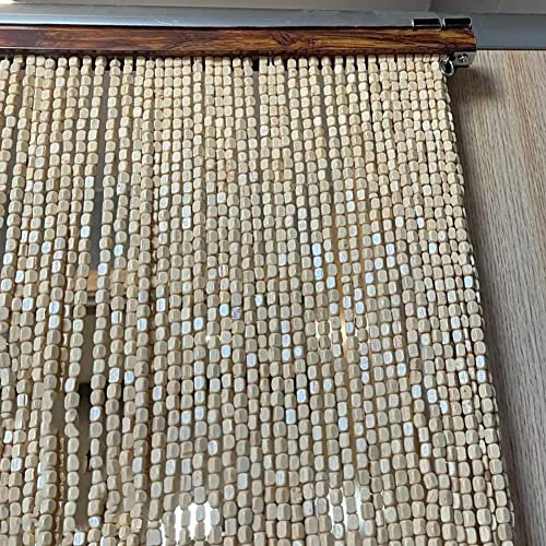 Bambus-Perlenvorhang – Türperlen aus Naturholz – Türvorhang – Raumteiler – Heimdekoration (Farbe: Natur,Größe: 80 Stränge/110 x 220 cm)