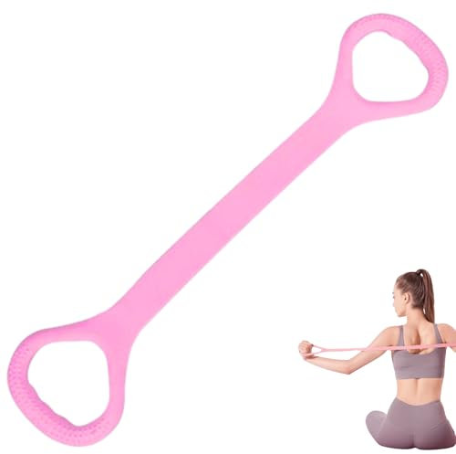 LEZER Figure 8 Resistance Band Fitness Elastic Rope Execrise Workout for Arm, Rücken, Chest and Shoulder, Yoga, Pilates, Stretching, Physiotherapie Equipment, Pink