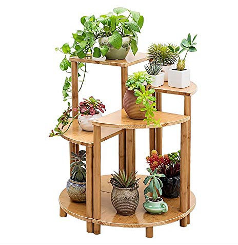 CRBUDY Soporte para Plantas de Interior, Soporte para Flores Combinado en Forma de Abanico, Soporte para Flores para balcón, Soporte para Maceta de Suelo Multicapa de Madera