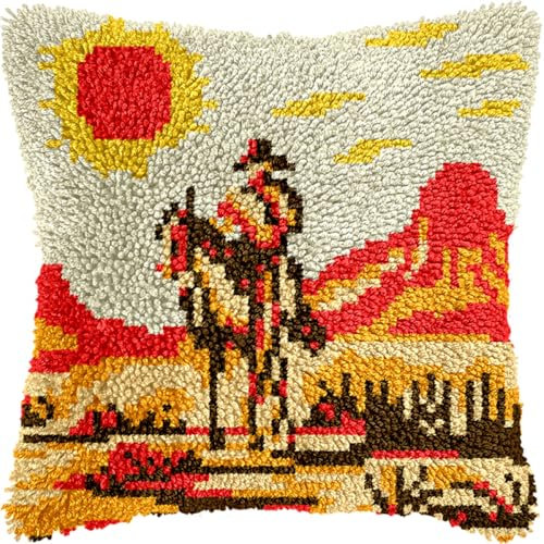 Kitquiver Diy Crochet Kit Principiantes Kits De Ganchillo Para Hacer Almohadones Con Patrón Preimpreso, Kits De Costura Con Gancho De Pestillo Para Hacer Almohadones Y Alfombras 17x17in