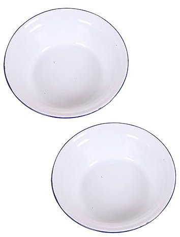 OKUMEYR 2 Piezas Plato De Esmalte Cuenco Para Batir Tazón Grande De Esmalte Cubeta De Esmaltes Alimentarios Tazón Para Mezclar Ensaladera Antigua Cuenco De Bibimbap Cena