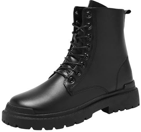 Stivali Uomo Stivali Stivaletti Deserto in Pelle per Uomo E Donna Scarpe Chukka in Crosta di Pelle Sport Stivali Alti Stivali Scamosciati da Uomo Scarpe Sneakers Uomo Bianche Alte (Nero, 43)