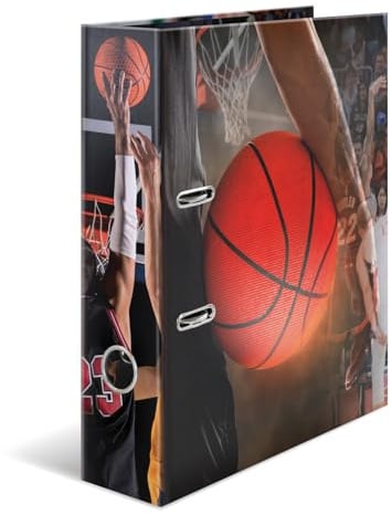 HERMA Ordner A4 Basketball, 7 cm breit, Kinder Ringordner mit Sport Motiv, bunter Aktenordner mit Innendruck für Jungen und Mädchen