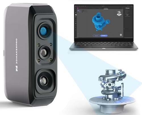 3DMakerpro Moose Lite Scanner 3D portable pour impression 3D, suivi visuel AI et lentilles anti-secousses avec résolution 0,1 mm 0,05 mm haute précision 10 PFS, compatible avec Windows/MacOS