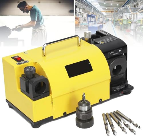 JMOZHCD Drill Bit Grinding Machine, Drill Bit Sharpener, Knife & Chisel Drill Electric Multitask Sharpening Machine, 3-20mm Drill Bits Grinder Sharpener, with 18 Collets