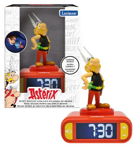 Lexibook, Asterix, Asterix Nachtlichtwecker, Klänge und Melodien, hintergrundbeleuchteter LCD-Bildschirm, Leuchtend, Schlummerfunktion, RL800AX2