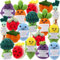 VioraWhite 18 Stück Obst Gemüse Positive Emotionale Puppen Bulk Ermutigung Emotional Gestrickt Häkeln Geschenke mit positiven Worten für Freunde Kollegen Dekorationen für Zuhause Büro
