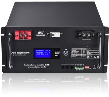 Sunstone - Batteria LiFePO4 da 48 V, 200 Ah, 9,6 KWH PV di accumulo di energia (15S) per impianti solari, UPS e comunicazioni multinvertitore