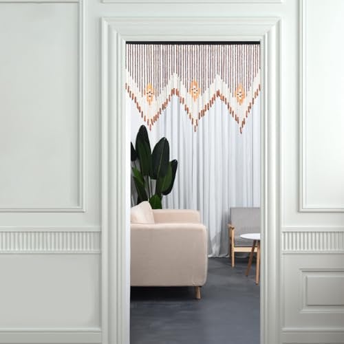 Laneryin Wooden Beaded Curtain for Doorways - Chinese Classical Style Hanging Divider for Interior Decoration, Fly Screen Door and Closet (90x45cm)