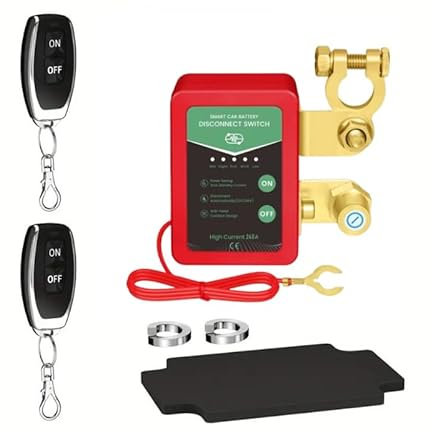 Disjoncteur de Batterie Télécommandé Sans Fil, Coupe Circuit Batterie 12V Télécommande, 240 A Interrupteur D'arrêt Automatique pour 12V Voiture Camping Car ATV Camion Bateau