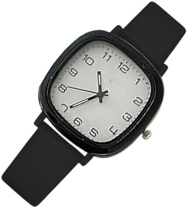 Damen-Armbanduhr, Gehäusematerial: (Legierung) quadratisches Silikonband, Damenuhr, zweites Handband, leicht zu lesen, Schmuckzubehör für Schule & Prüfungen, weiß, Se référer au descriptif, Siehe