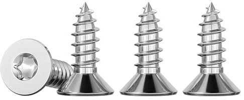 Drenky 50 Pièces Vis à Bois Inox Tête Plate M5 x 10 Torx En Acier Inoxydable Entièrement Fileté Autotaraudeuses Clous, Vise Et Fixations, TX25