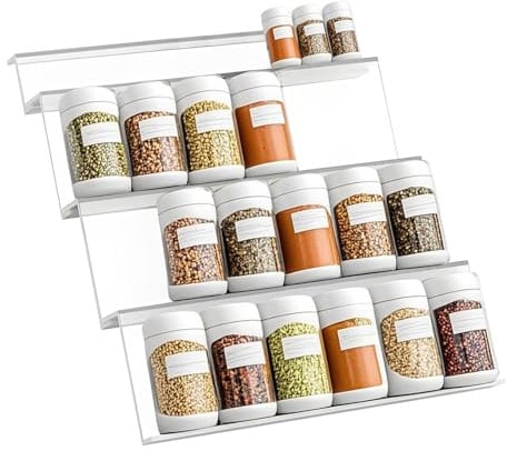 fuxunamz Portaspezie da Cassetto per cucina Porta Spezie per Cucina Portaspezie da Cassetto, Organizer Spezie, Salvaspazio Porta Spezie da Cassetto per Cucina, Organizer Cassetti cucina, Set da 4
