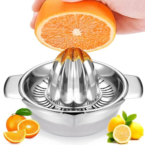 Kezidhp Presse-Agrumes Manuel 300ML en Inox – Presse Citron et Orange – Extracteur de Jus à Rotation – Outil Professionnel pour Citrons, Oranges, Agrumes