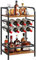 Dripex Wine Rack Free Standing Floor with Storage Shelves, 2-Tier 8 Bottles Wine Display Shelves with Wooden Table Top, Sturdy Metal Bottle Holder for Kitchen Bar Pantry (W43x D30x H75cm)