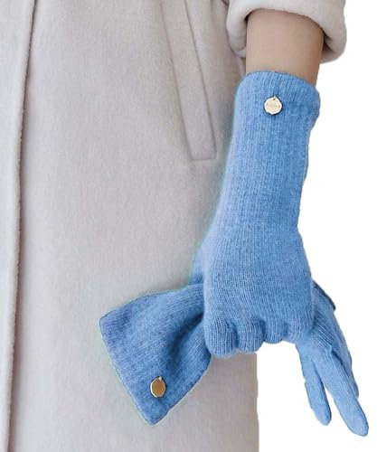 HARJJME Handschuhe Damen Winter 100% Merino Wollhandschuhe mit Touchfunktion Thermo Warme Fingerhandschuhe Handy Touch Lange Strickhandschuhe Weihnachten Geschenk für Frauen
