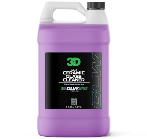 3D SiO2 Ceramic Glass Cleaner 1 Gallon – Hydrophobic Car Glass Cleaner with Rain Repellency – Optical-Grade Clarity, Streak-Free Shine & Ceramic Protection – Auto Detailing Spray – Made in USA