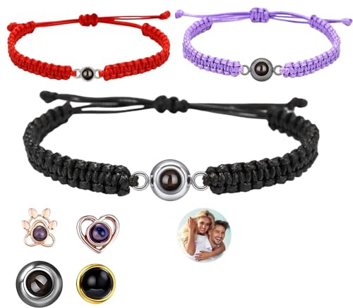 QSZ Bracelets Photo Personnalisé à l'intérieur Bracelets à Projection Image Personnalisés Bracelet Homme Personnalisée pour Femme Cadeau pour Personne Famille Chère