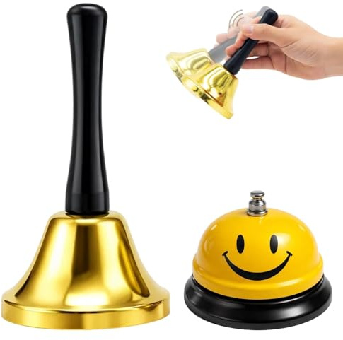 2er Set Handglocke und Tischglocke für Haushalt Büro Unterricht und Hotel, Klare Signalgebung Robuste Konstruktion Langlebige Qualität Einfache Bedienung Kompaktes Design