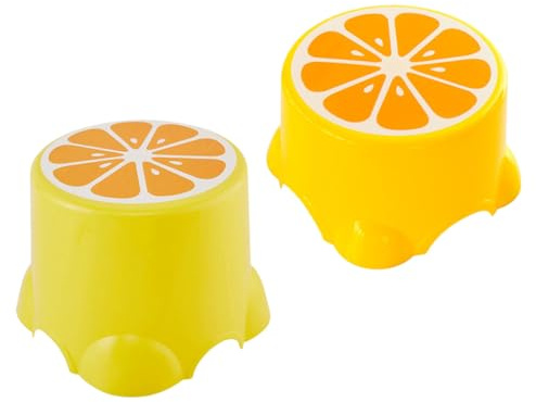 Veemoon 2 Stück Kinderhocker mit Zitronen Motiv Kunststoff Hocker Klein Rutschfester Fußhocker für Kindergarten Grundschule und Zuhause