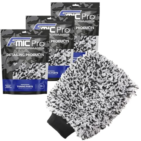 FMIC.Pro Mikrofaser Waschhandschuhe Auto Langflor 28x18 cm - Extra weiche Lange Fasern für maximale Schmutzaufnahme & Lackschutz (3 Stück Spar-Set)