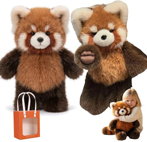 Drbrrly Laufendes Kuscheltier Roter Panda 55cm - Interaktives Moomoo Plüschtier, Running Plushies für Stressabbau, Süßes Panda Kuscheltier als Geschenk für Kinder und Erwachsene (2pcs)