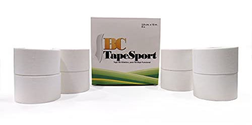 BC Tape Sport Boîte de 8 rouleaux 3,8 cm x 10 m (Blanc)