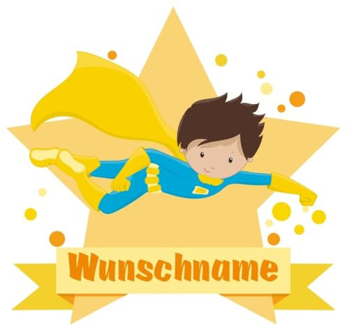 Samunshi® Superheld Arthur Wandtattoo Türschild mit Name personalisierbar Kinderzimmer Türaufkleber Baby Wandaufkleber - 40x35cm mehrfarbig