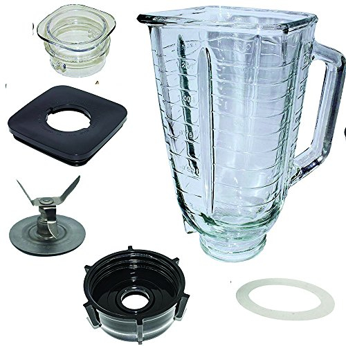 5 Tasse carré Top Pot en verre avec lame de montage, Joint, Base, couvercle. Compatible avec Oster mixeurs