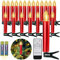 FREEPOWER 20er Rot LED Kerzen Weihnachtsbaum Lichterkette Kabellos mit Fernbedienung Timer Flackern Dimmbar Warmweiß Weihnachtskerzen Innen Außen Wasserdicht Weihnachtsbeleuchtung（mit 20 Batterien）