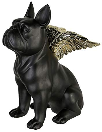 Casablanca Figur Flying Bulli schwarz goldfarben 16 cm Figur Hund Skulptur