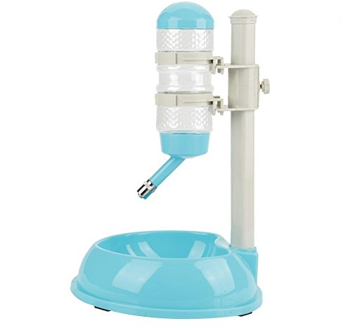 Dog Water Food Dispenser, 2 in 1 Water Bowl for Dogs Cats Automatic Height Adjustable Dispenser Feeders Pets Supplies for Puppy Kitten Home 23.5 x 23.5 x 35cm Blue