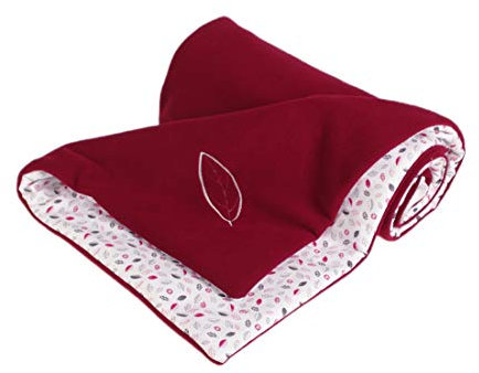Kaarsgaren Kinderwagendecke für Winter, Größe 70 x 100 cm, Farbe: Weinrot/Blätter, doppelseitig Kuscheldecke, Babydecke, Erstlingsdecke, Krippe Decke (Weinrot/Blätter)