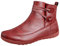 Stivaletti Donna Ballerine Punta Tonda in Pelle Scarpe Antiscivolo Cerniera Comoda Caviglia (37,Rosso)