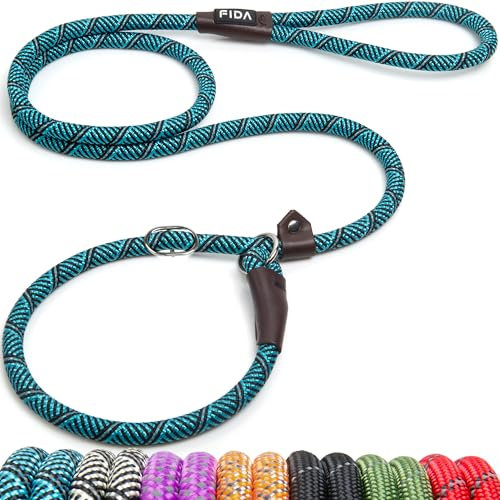 Fida Slip Rope Dog Lead - 1.8m, One-Size-Fits-All Slip-On Leash. Easy to Slip On, No Collar or Harness Needed. Durable & Weather Resistant Climbers Rope with Reflective Stitching (Blue)