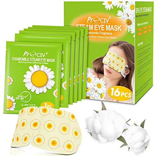 16 Packungen Wärmende Augenmaske Dampf Augenmaske für Augenmüdigkeit geschwollene Augenringe Heißschlaf Augenmaske Einweg Feuchte Heizkompresse Pads zum Schlafen- Kamille