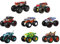 Hot Wheels HGX21 - Monster Trucks Live 8er-Pack, Multipack im Maßstab 1:64 zum Spielen, Figuren aus der Live-Show, Crash-Action Trucks, Spielzeug Autos für Kinder ab 3 Jahren
