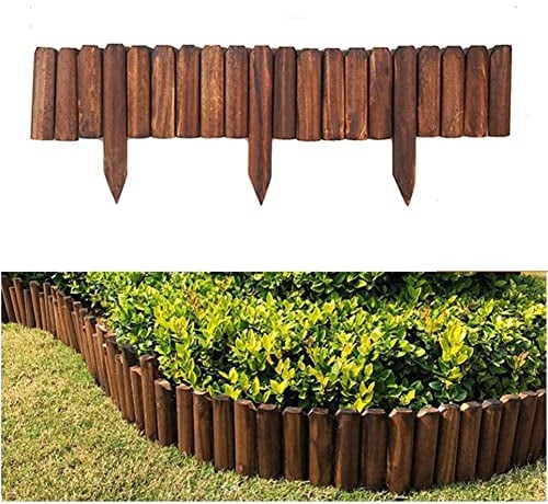 Gartenzaun, Verkohlung Holzzauneinfassungen Faltbar und gebogen Flexibler dekorativer Rand Holzpfähle Leitplanke Für Rasenkanten, Pflanzgefäße oder Gartenschnitte ( Farbe : Braun , Größe : 60x120cm )