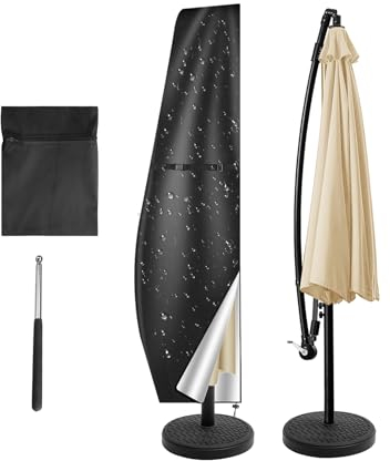 NAKIHOUSE Housse de protection pour parasol - Imperméable - Résistante aux intempéries - Anti-UV et coupe-vent - Pour parasol d'extérieur Cantilever Offset - 280 x 30/81/46 cm - Noir