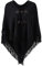 Ferand Damen Poncho Locker sitzender Cape Schal mit offener Vorderseite für Herbst und Winter - One Size - Schwarz