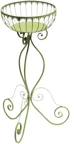 Deco Woerner Metall Dekoschale mit Standfuß Warenpräsenter Blumenkübel Metall antikgrün 70cm