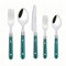 20-Piece Set-304 Thickened Stainless Steel Silverware Cutlery Set Steak Knife and Fork Spoon Dessert Tea Spoon Fruit Fork (Green)