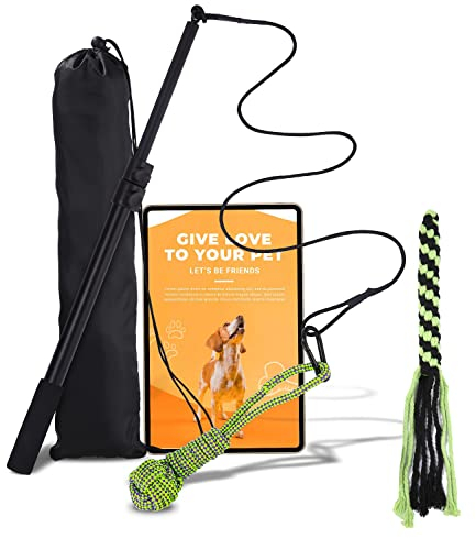 JOFLVA Perro Teaser Varita, Perro Extensible Teaser, Juguete Interactivo Perro, Varita Palo De Coqueteo Para Mascotas, Para Perros PequeñOs Medianos Y Grandes Entrenamiento Ejercicio De Juego.